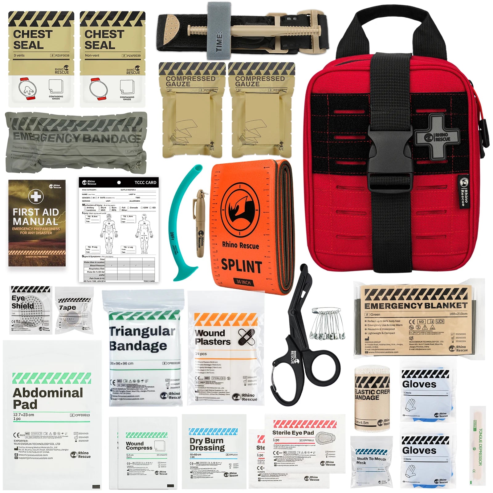 RHINO RESCUE-SE IFAK Trauma First Aid Kit,Tactical Medical Pouch for Car Home Travel Hiking and Camping,Emergency Survival Gear