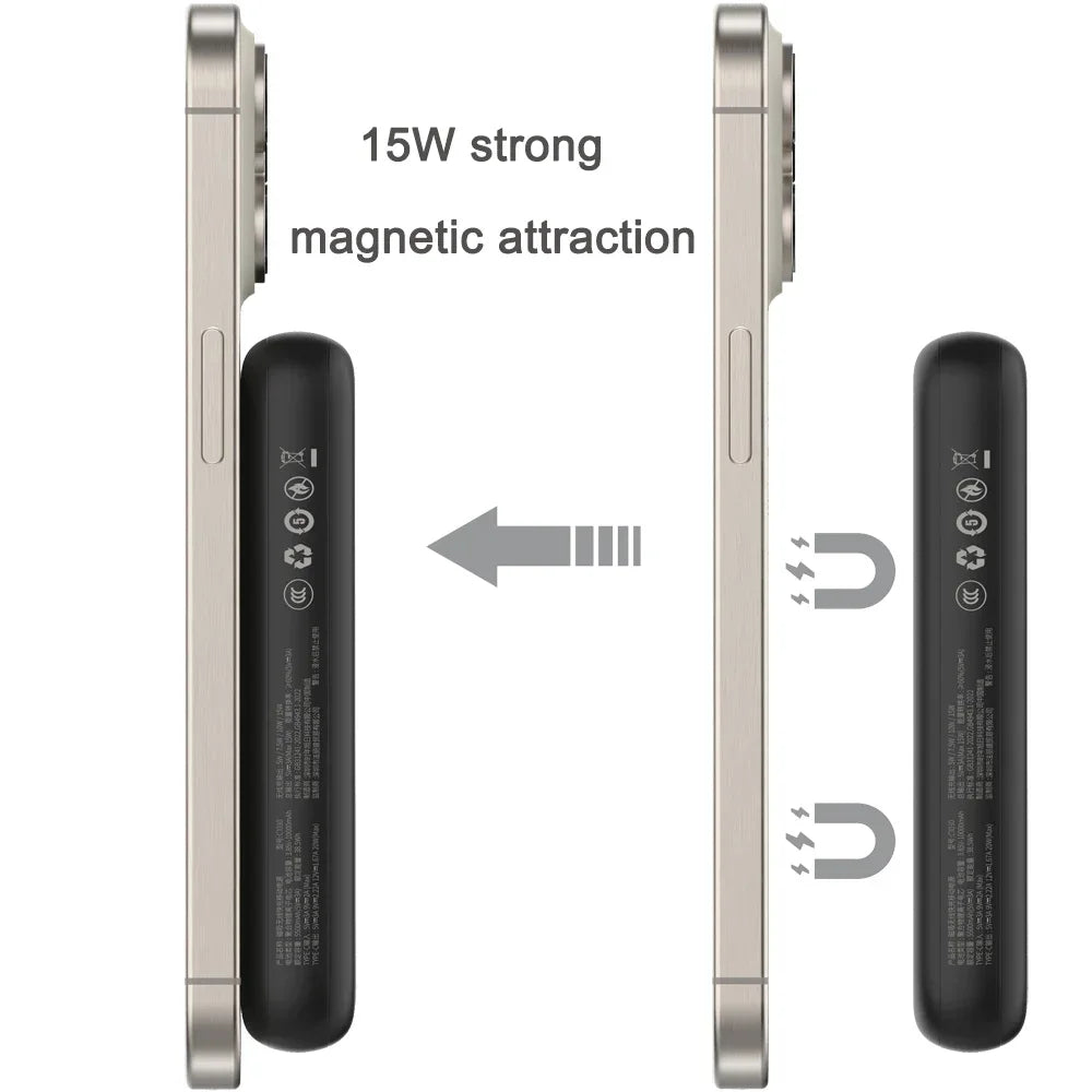 【CCC 3C zertifiziert】10000mAh Magnetische kabellose Powerbank PD20W Schnellladung für iPhone Samsung Xiaomi Typ-C Externer Akku