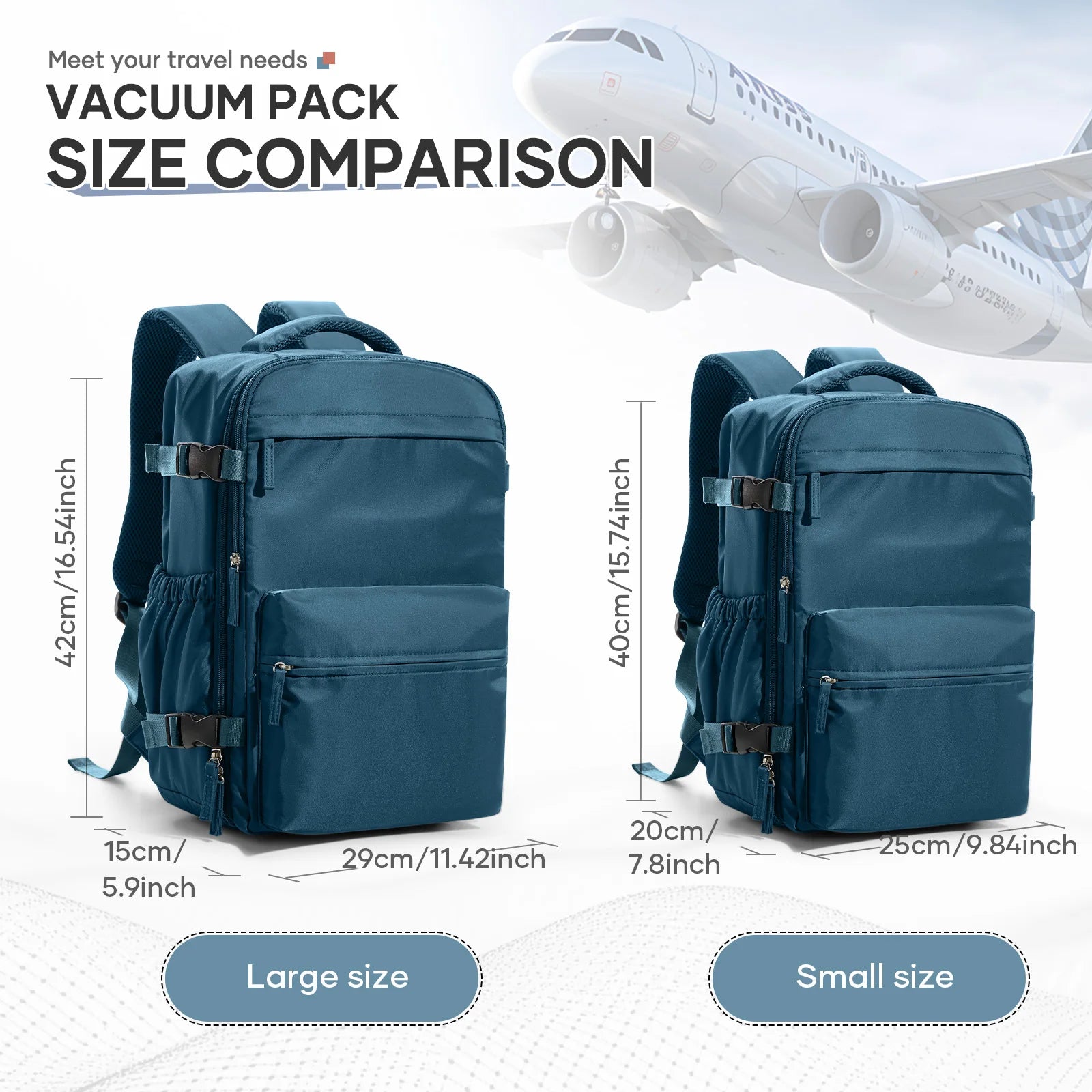Ryanair 40x30x20 Cabin Bag Men Air Vacuum Compression Backpack Hand Luggage Laptop Backpack,42x29x15 Vacuum Clothing Storage Bag