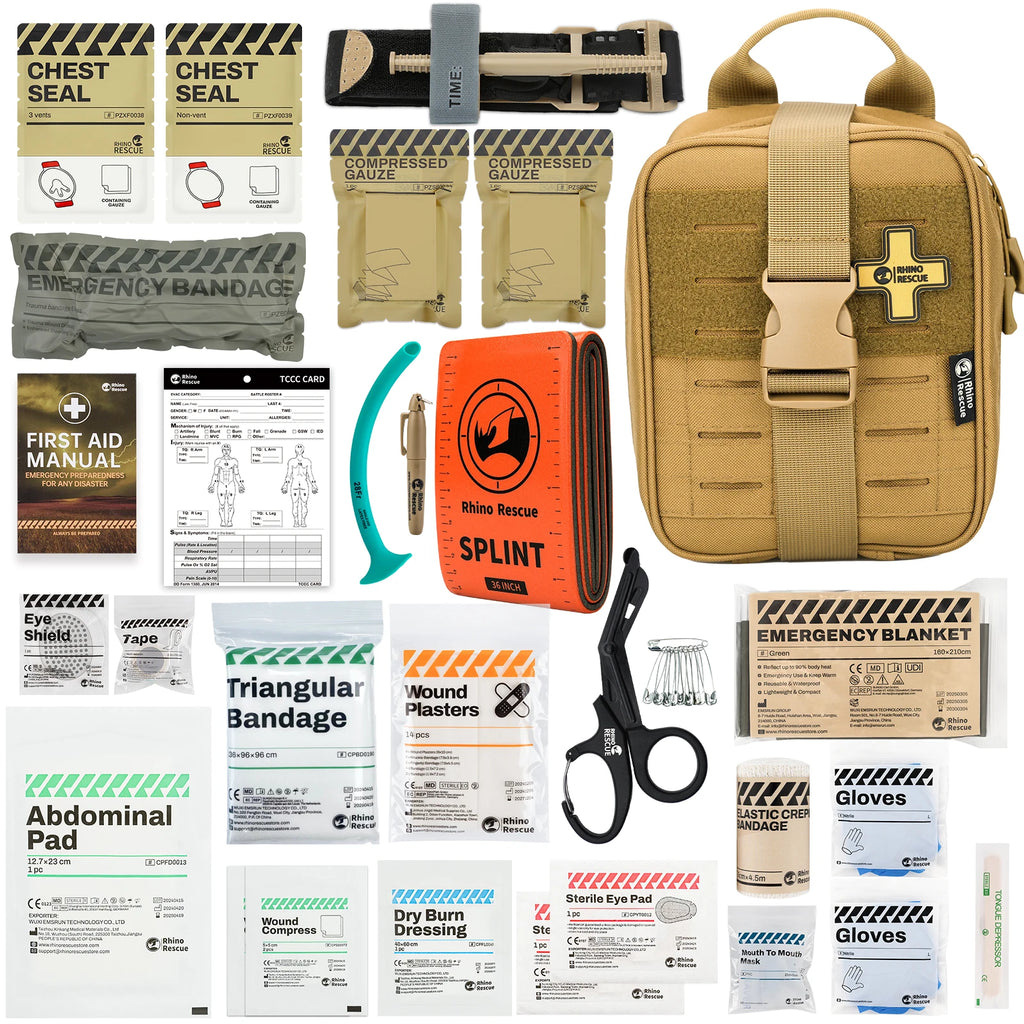 RHINO RESCUE-SE IFAK Trauma First Aid Kit,Tactical Medical Pouch for Car Home Travel Hiking and Camping,Emergency Survival Gear