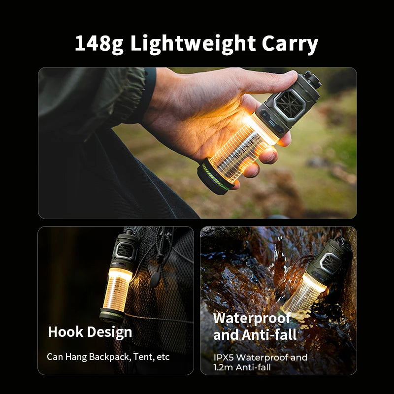FLEXTAILGEAR TINY REPEL Mosquito Repellent & Lamp Lightweight Outdoor Gadget With Rechargeable 4800mAh Battery for Camping