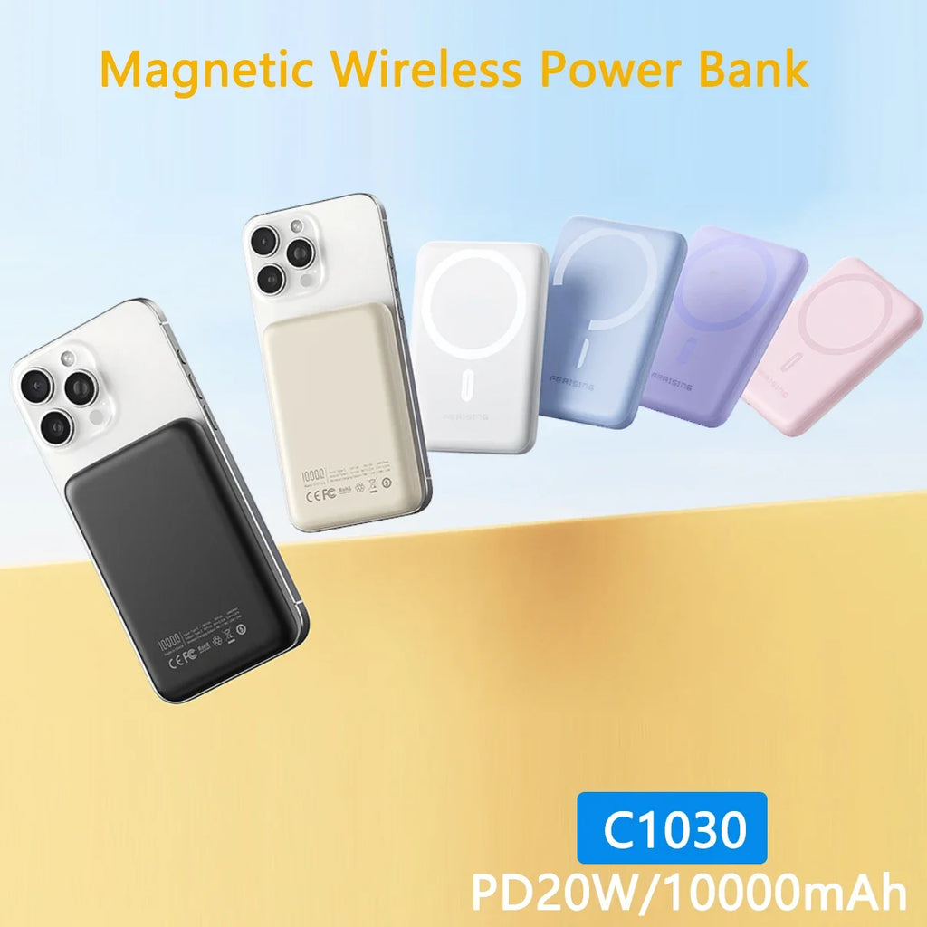 【CCC 3C zertifiziert】10000mAh Magnetische kabellose Powerbank PD20W Schnellladung für iPhone Samsung Xiaomi Typ-C Externer Akku